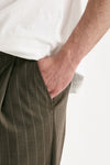 Pantalone lana ferma marrone gessato uomo Marsēm - 6