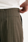 Pantalone lana ferma marrone gessato uomo Marsēm - 7