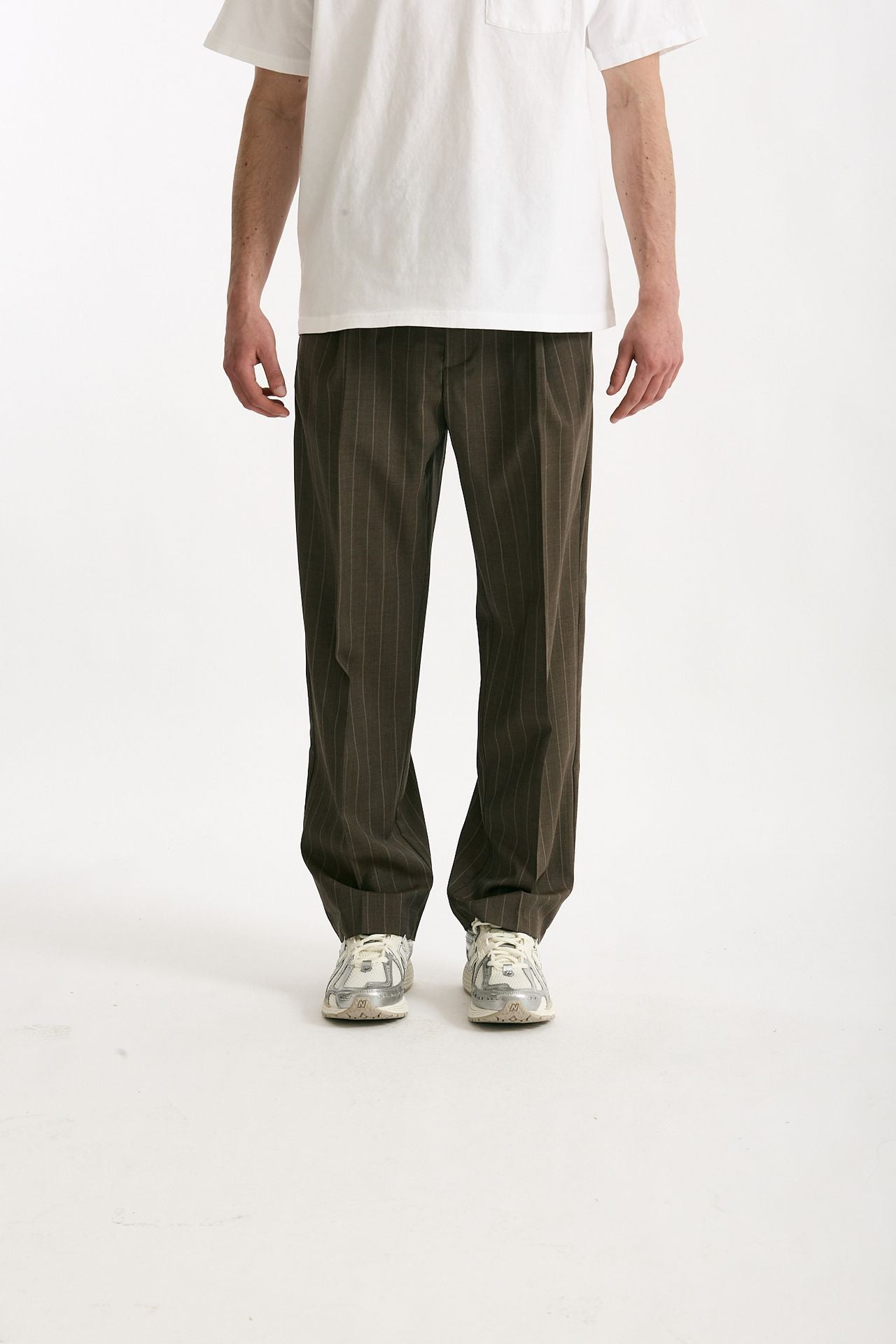 Pantalone lana ferma marrone gessato uomo Marsēm - 2