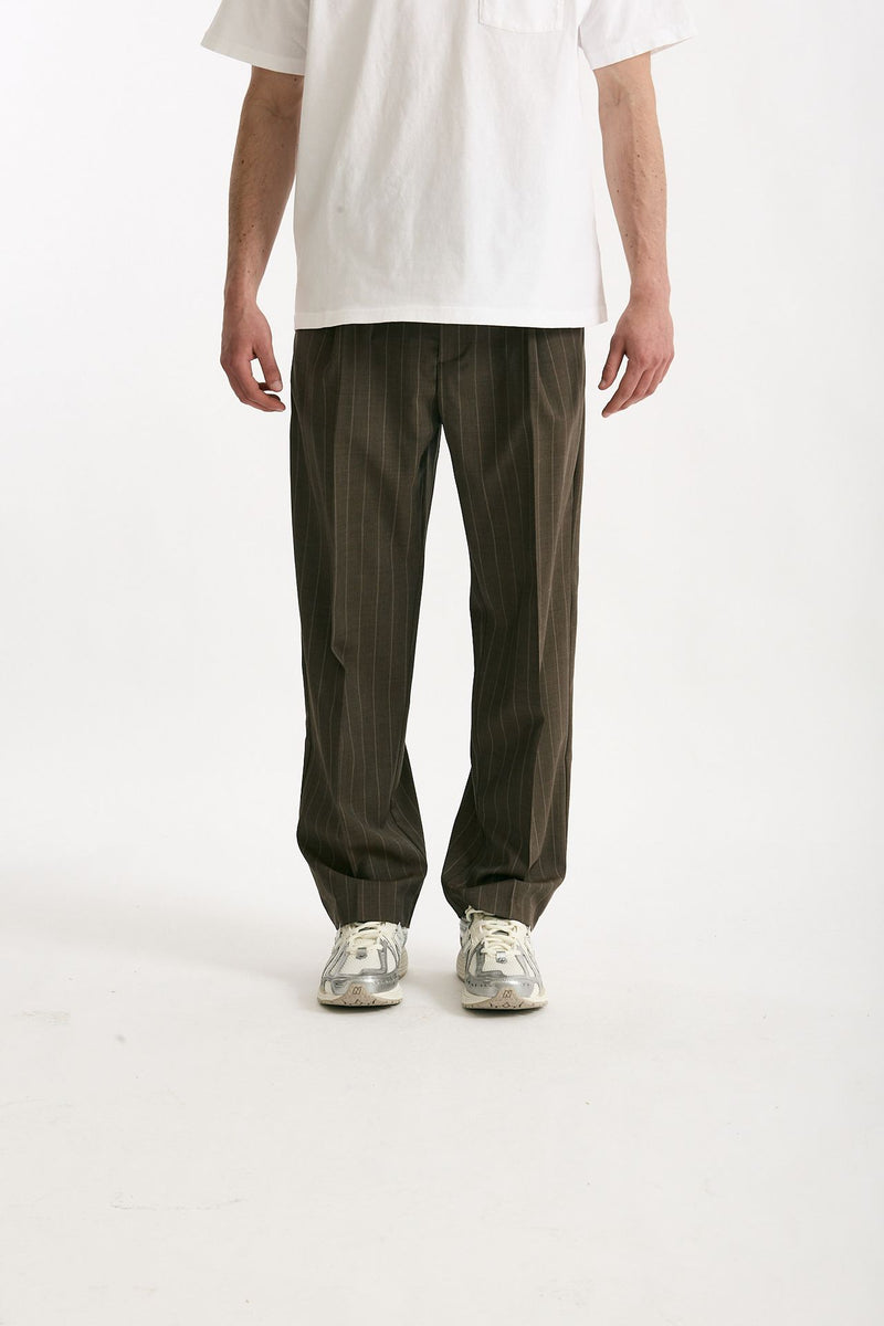 Pantalone lana ferma marrone gessato uomo Marsēm - 2