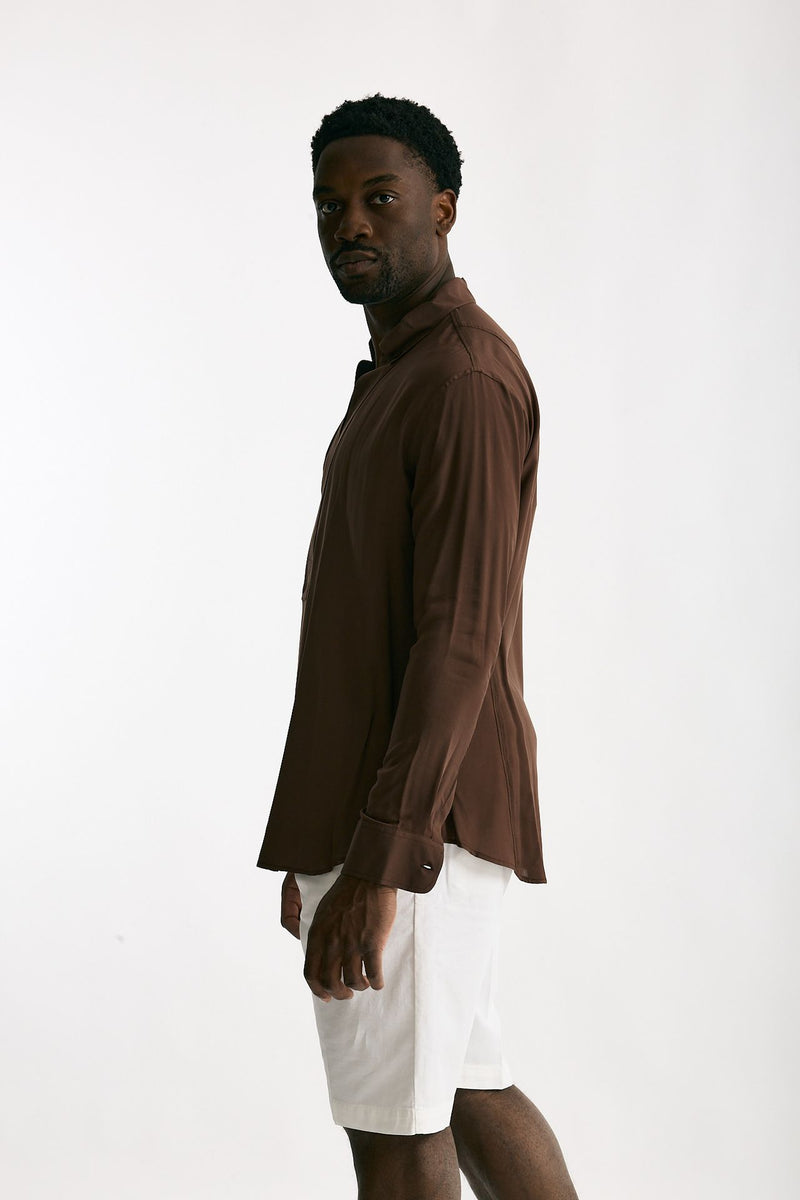 Camicia in viscosa marrone uomo Marsēm - 2