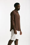 Camicia in viscosa marrone uomo Marsēm - 4
