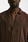 Camicia in viscosa marrone uomo Marsēm - 5