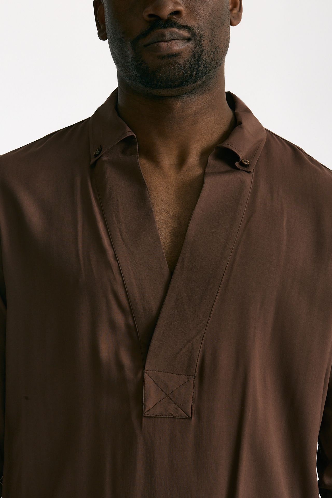 Camicia in viscosa marrone uomo Marsēm - 5