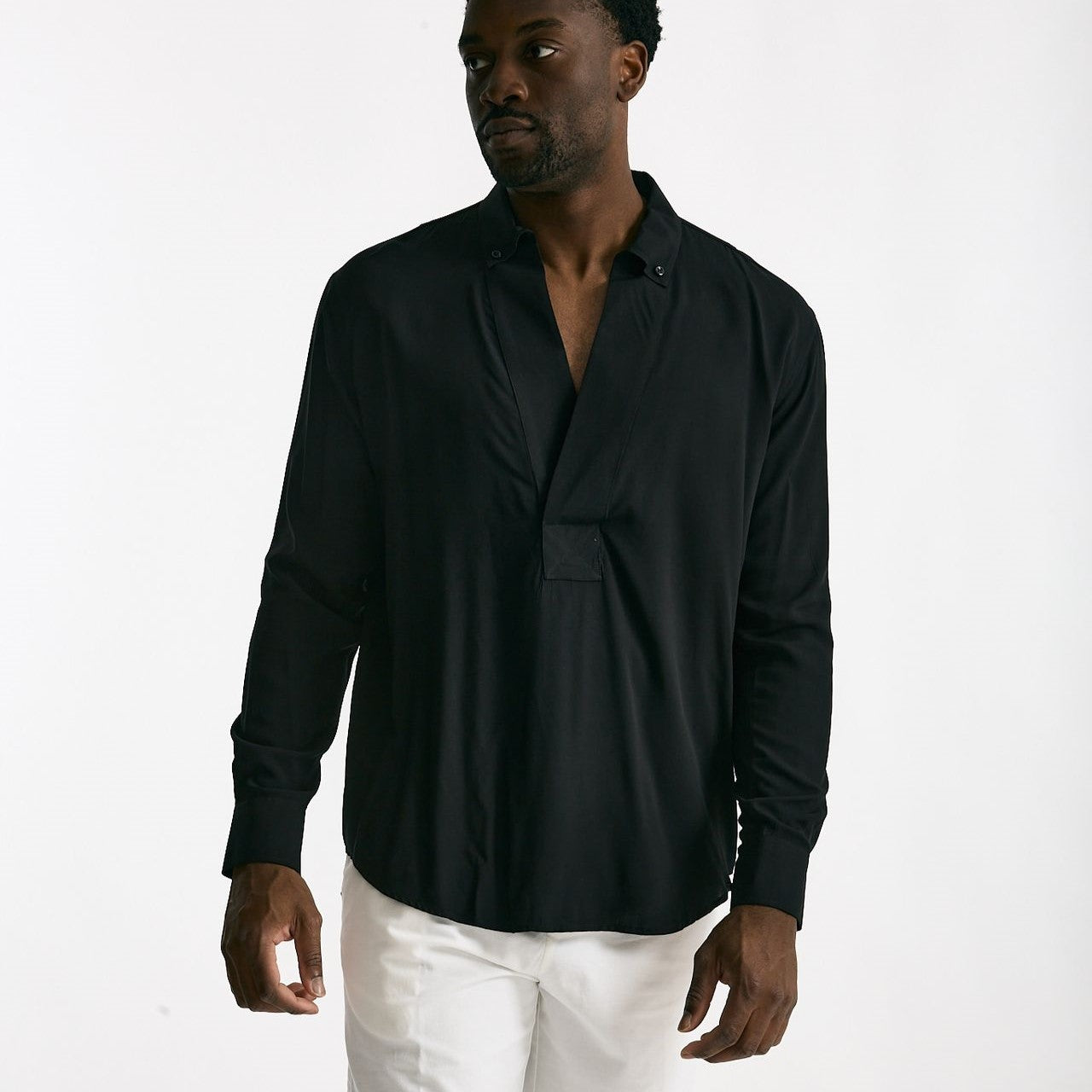 Camicia in viscosa nero uomo Marsēm - 6