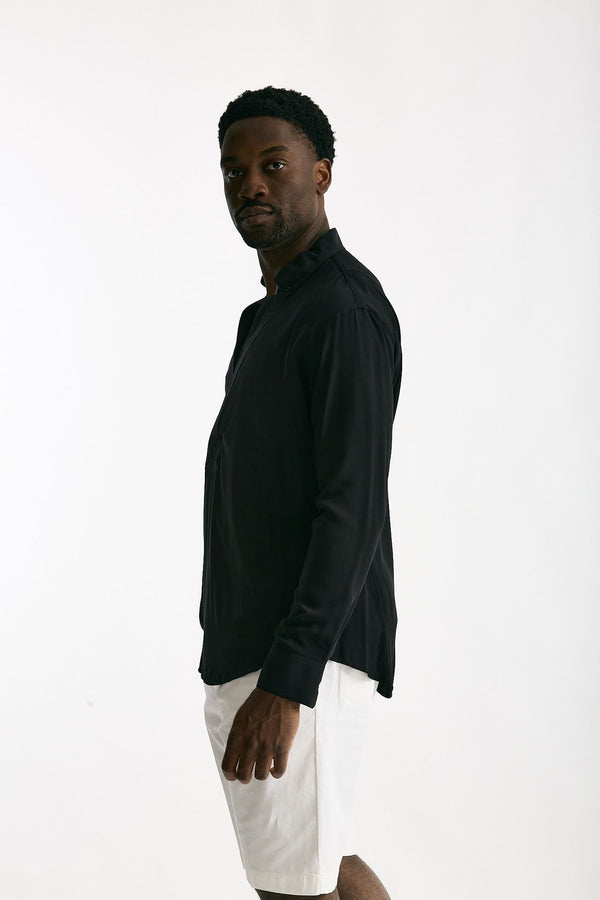 Camicia in viscosa nero uomo Marsēm