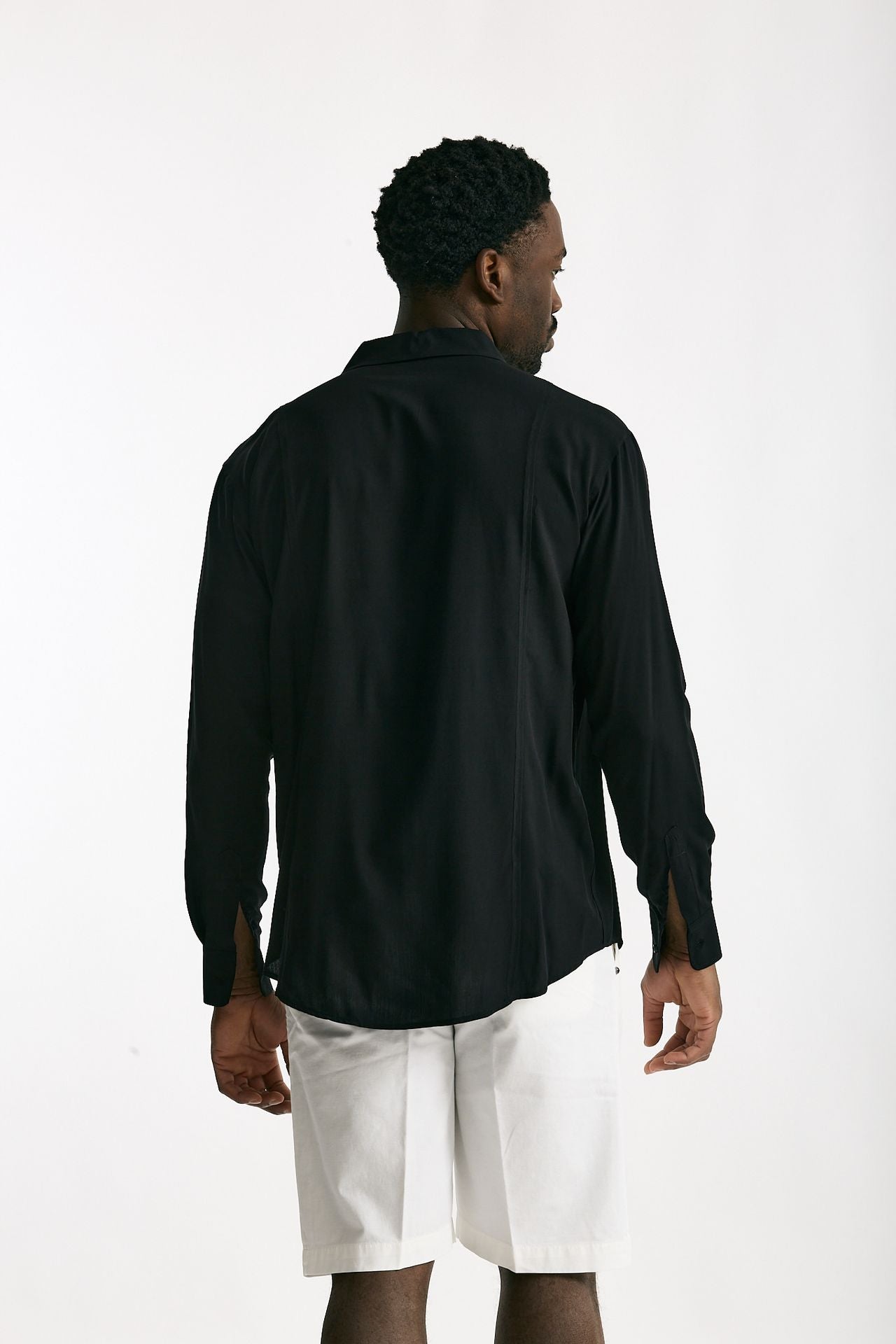 Camicia in viscosa nero uomo Marsēm - 3