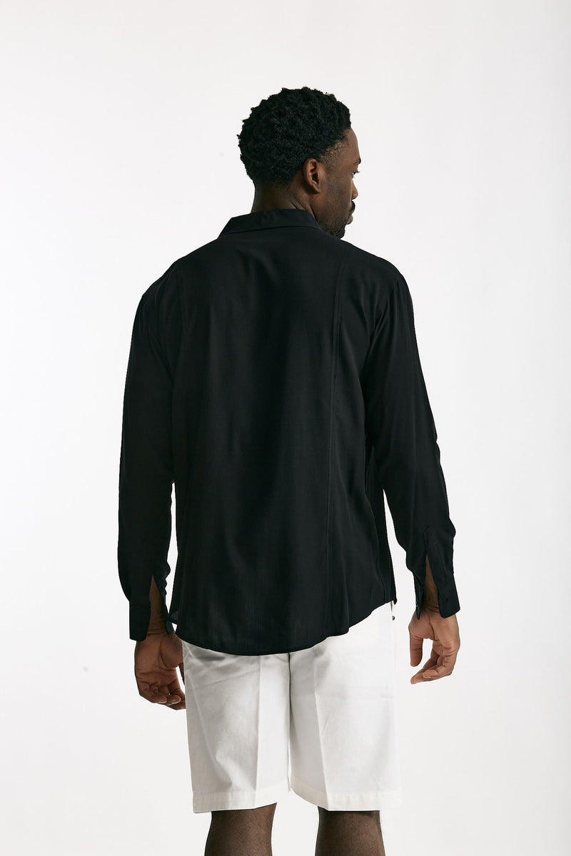 Camicia in viscosa nero uomo Marsēm - 3