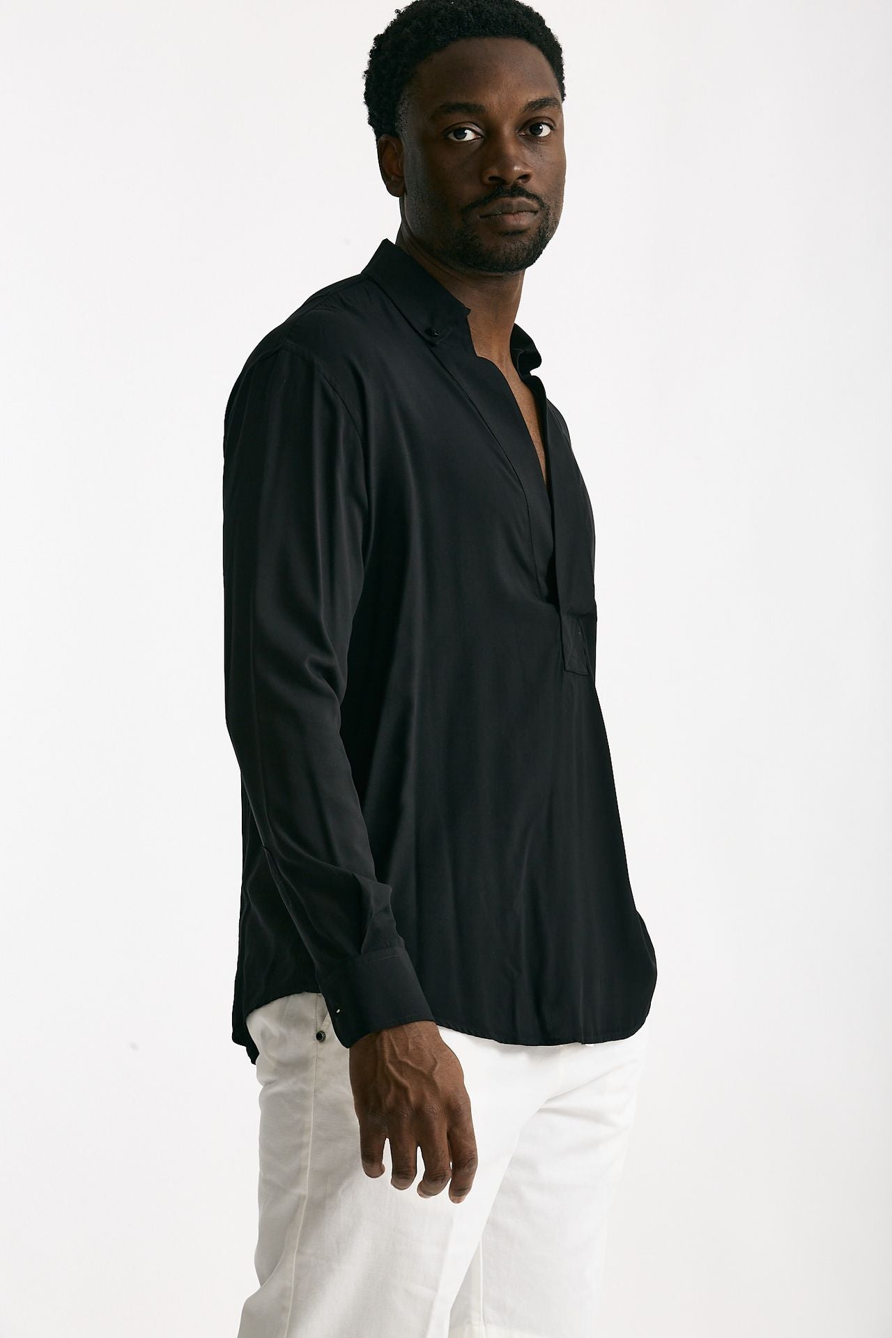 Camicia in viscosa nero uomo Marsēm - 4