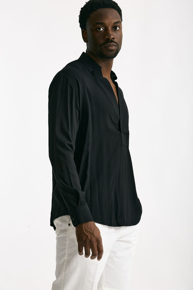 Camicia in viscosa nero uomo Marsēm - 4