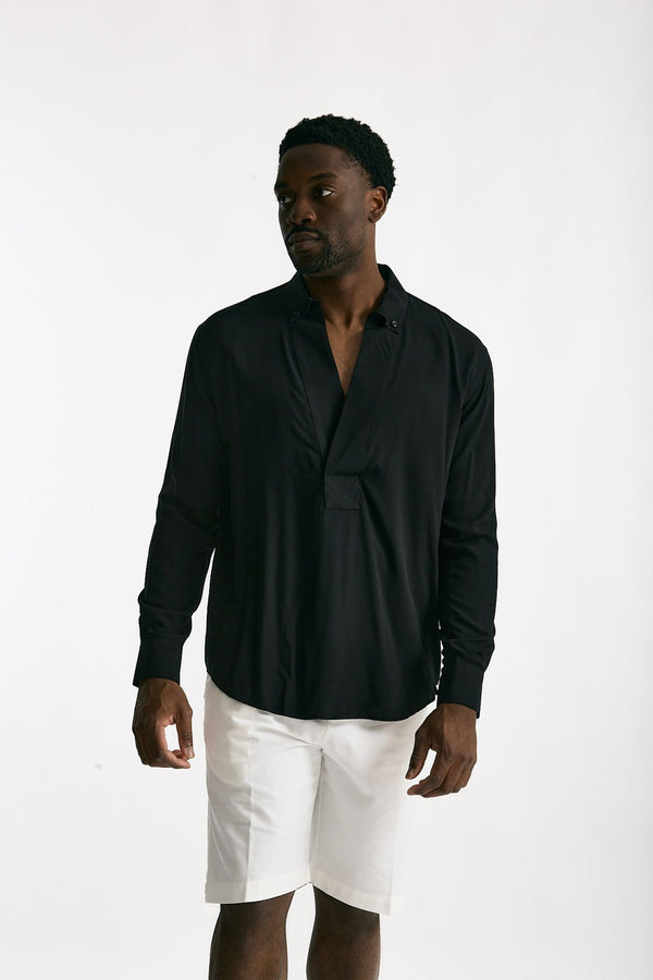 Camicia in viscosa nero uomo Marsēm
