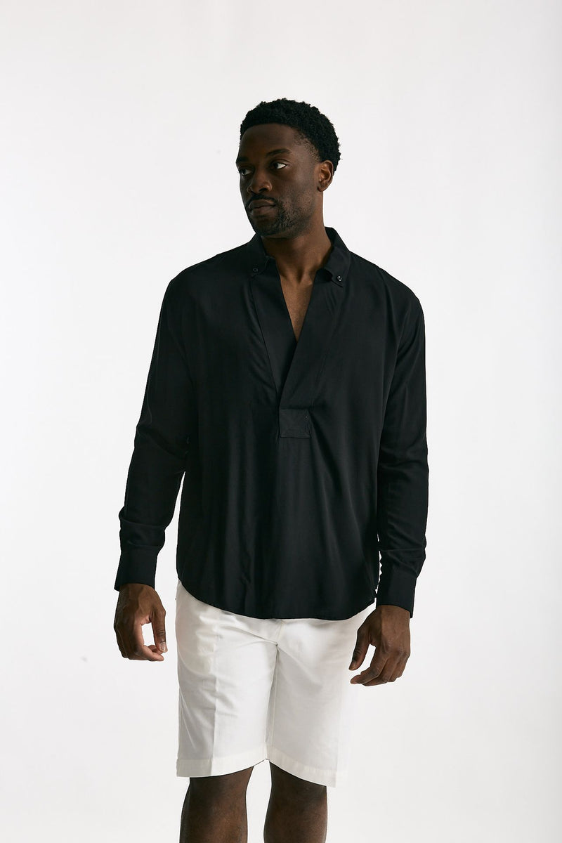 Camicia in viscosa nero uomo Marsēm - 1