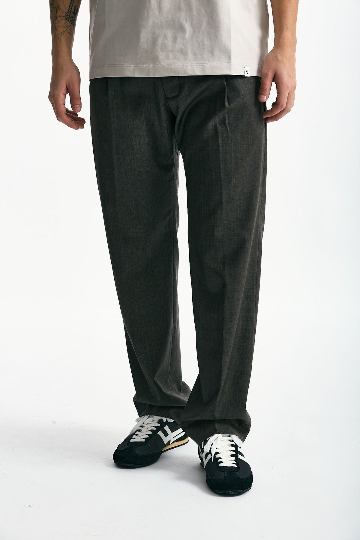Pantalone FOLD 2 in lana stretch marrone/grigio uomo Nine in the morning - 1