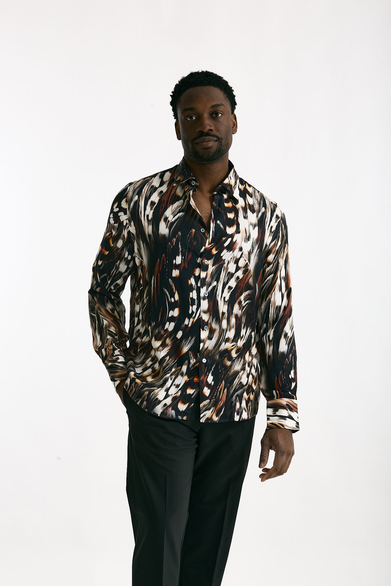 Camicia in viscosa fantasia multicolore uomo On me the shirt - 1