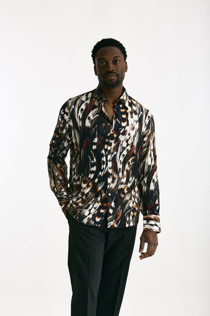 Camicia in viscosa fantasia multicolore uomo On me the shirt - 1