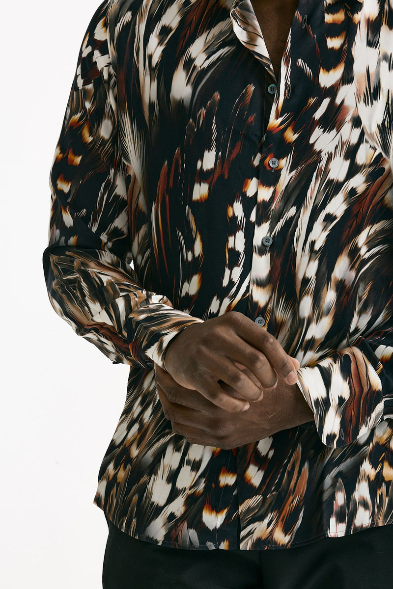 Camicia in viscosa fantasia multicolore uomo On me the shirt - 5