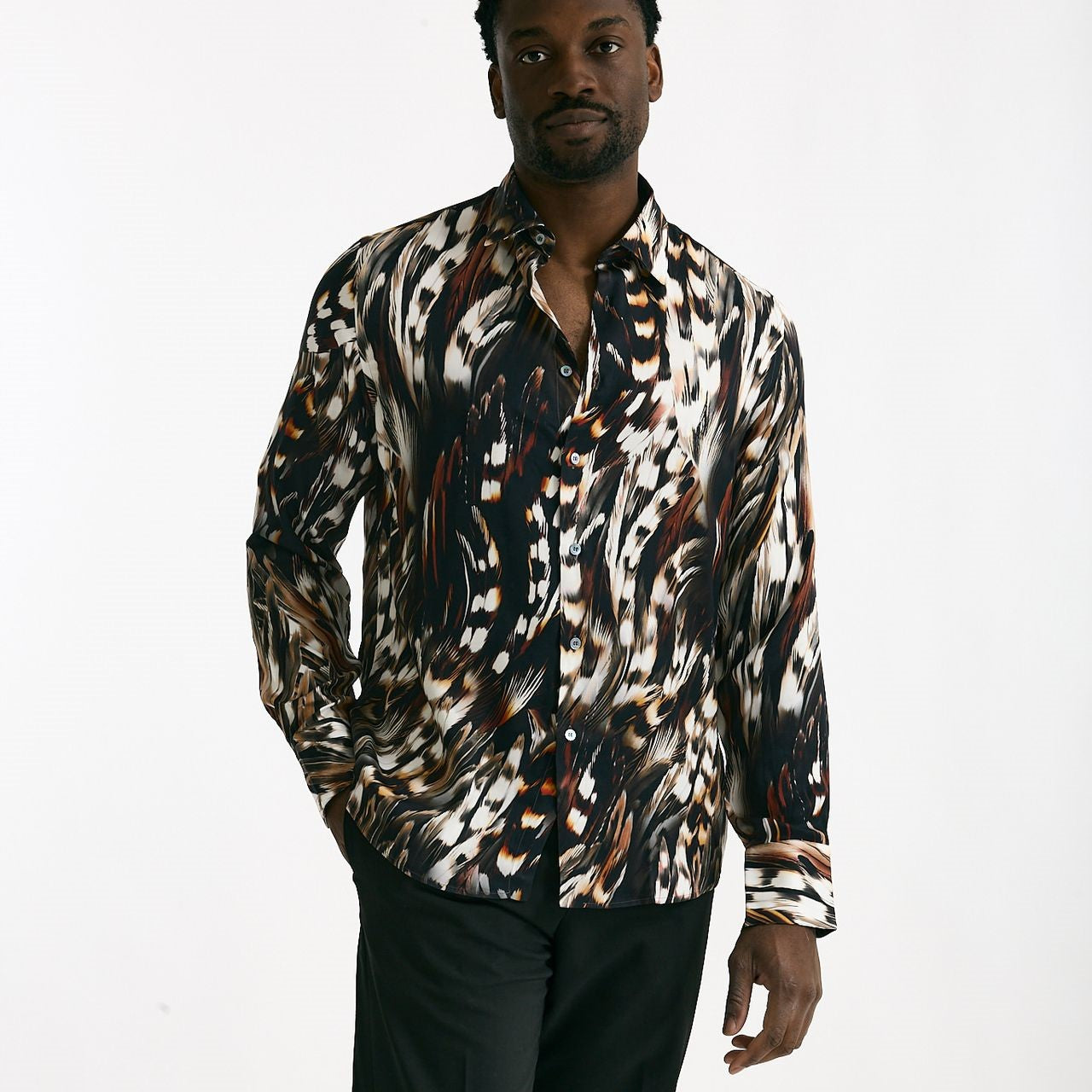 Camicia in viscosa fantasia multicolore uomo On me the shirt - 7