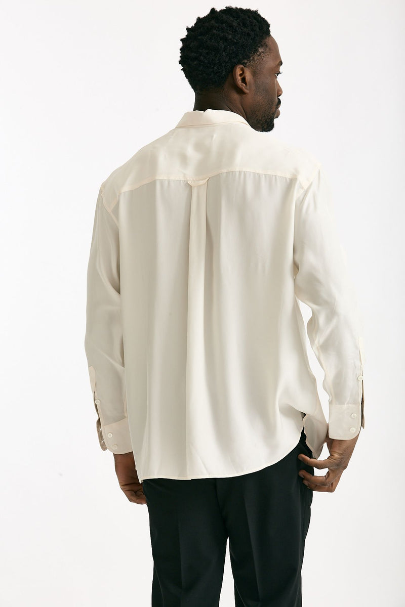 Camicia in seta panna uomo On me the shirt - 3