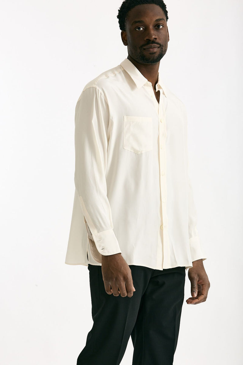 Camicia in seta panna uomo On me the shirt - 4