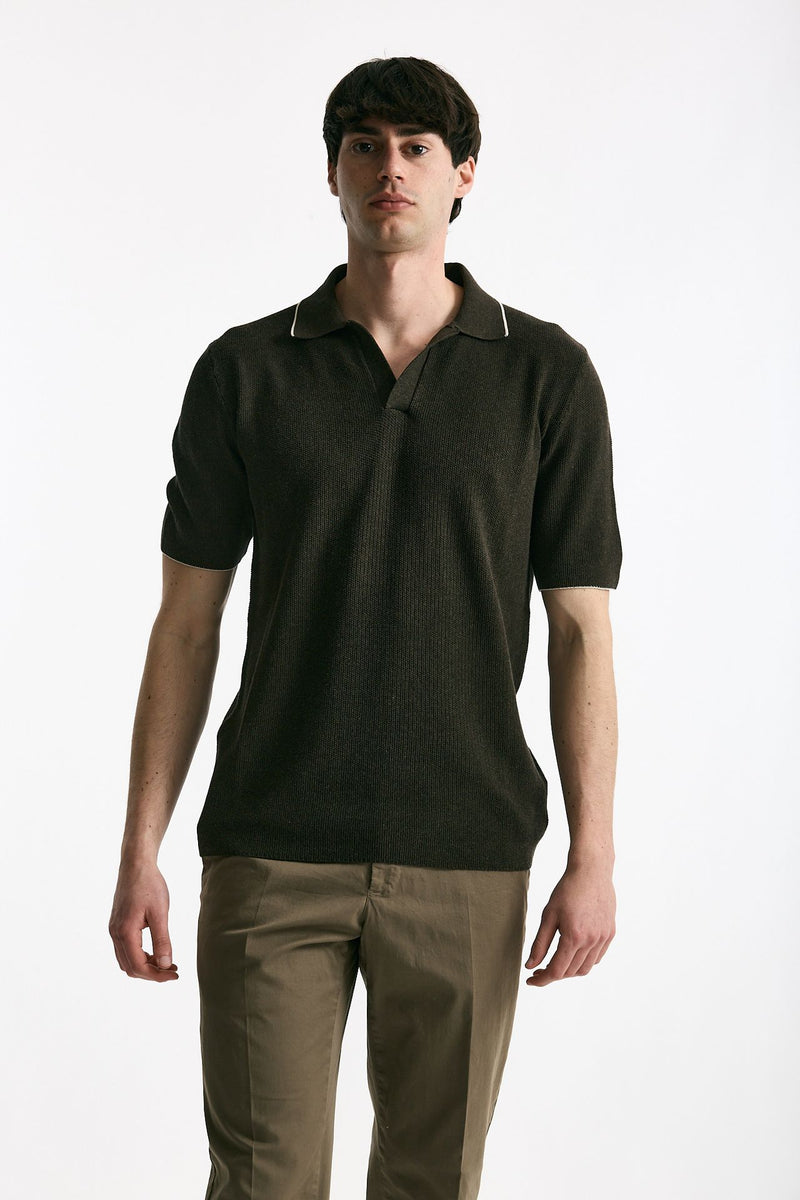 Polo in cotone marrone uomo Mauro ottaviani - 2