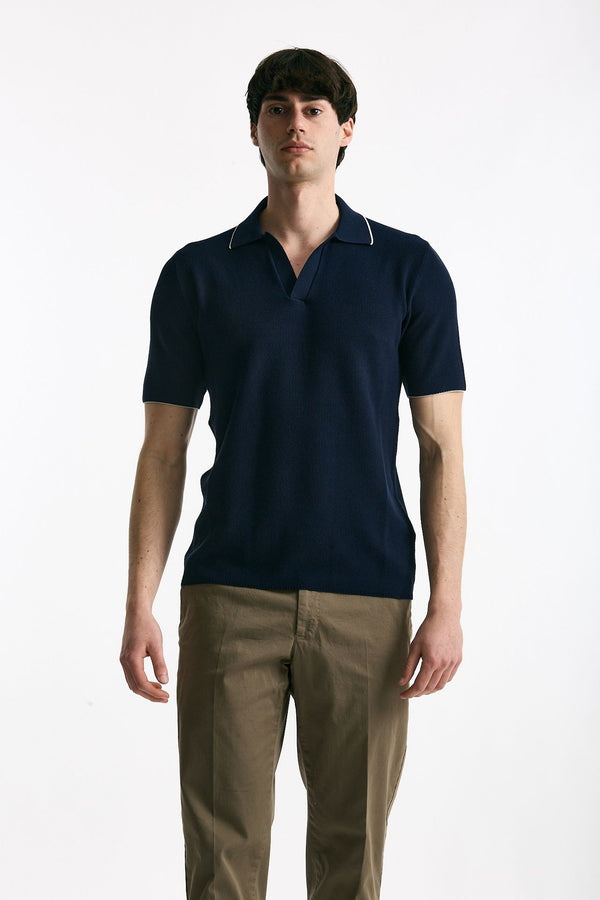 Polo in cotone blu uomo Mauro ottaviani