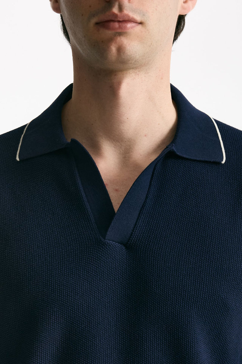 Polo in cotone blu uomo Mauro ottaviani - 5