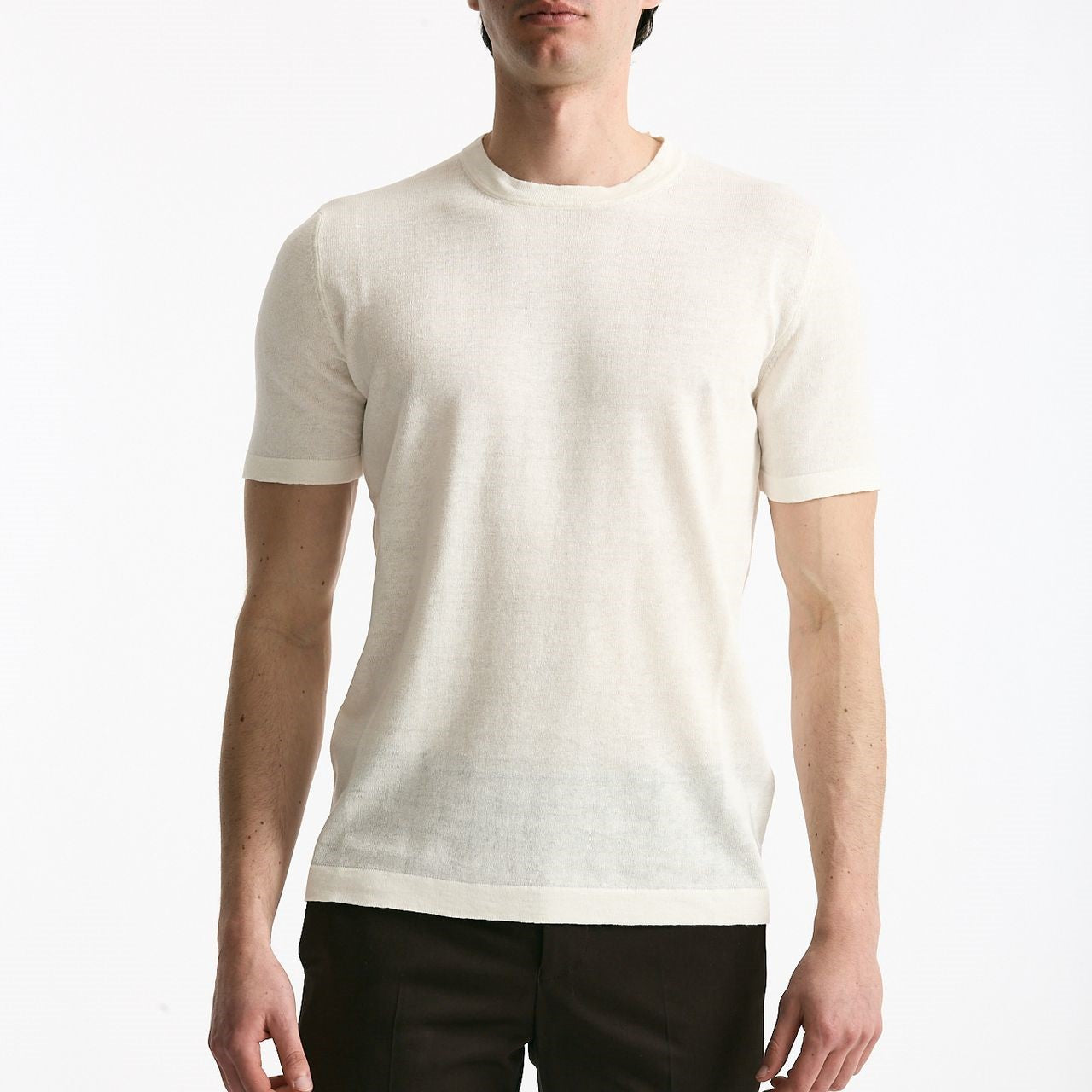 T-shirt in lino e cotone bianco uomo Mauro ottaviani - 6