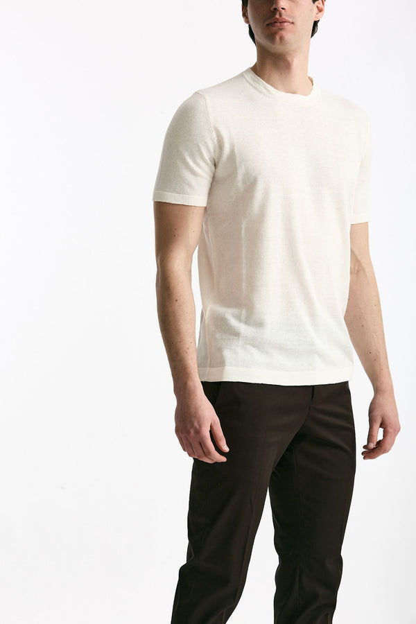 T-shirt in lino e cotone bianco uomo Mauro ottaviani