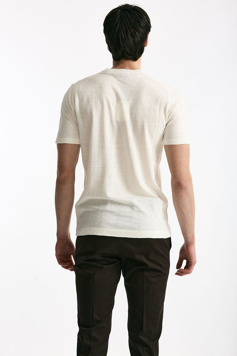 T-shirt in lino e cotone bianco uomo Mauro ottaviani - 3