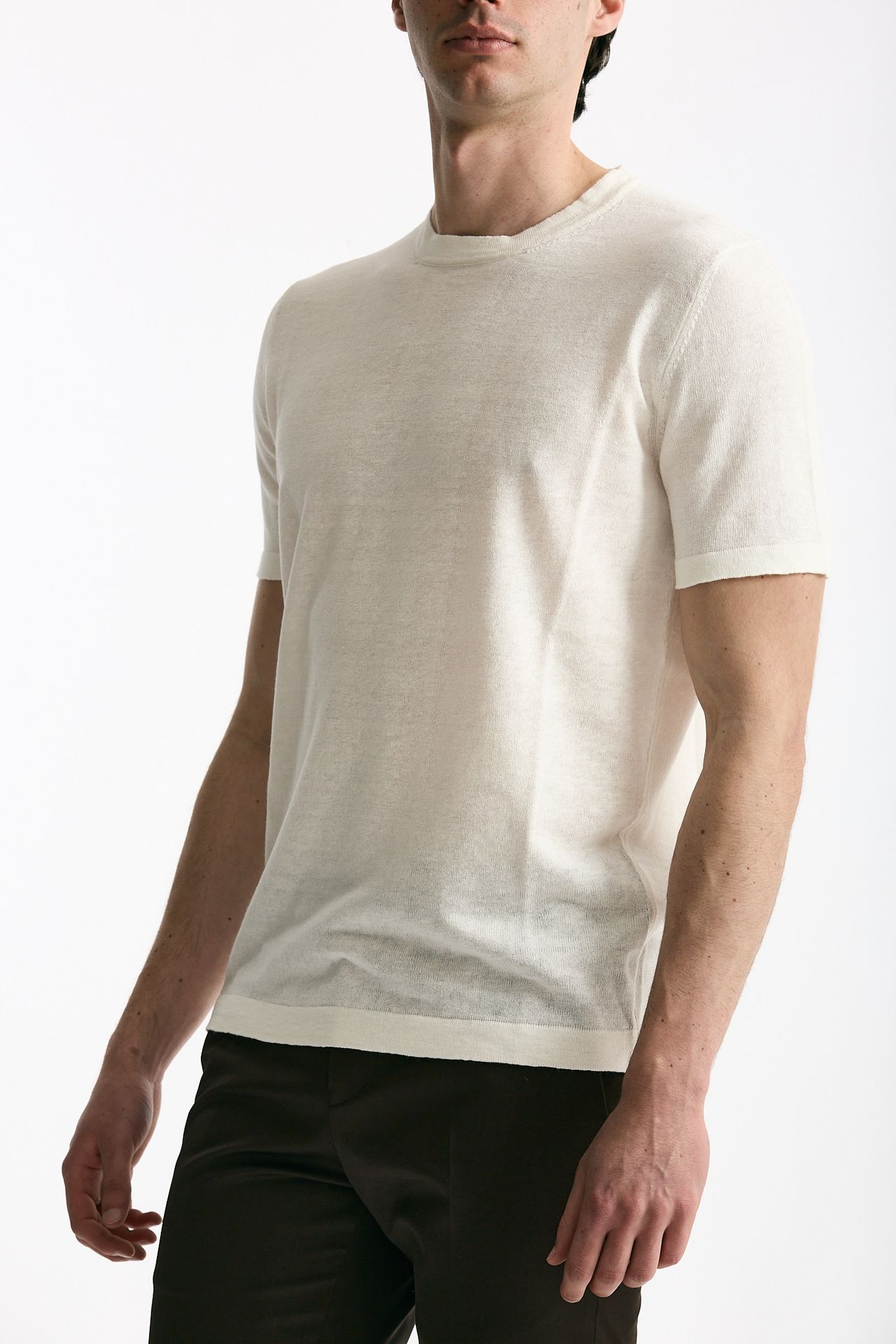 T-shirt in lino e cotone bianco uomo Mauro ottaviani - 4