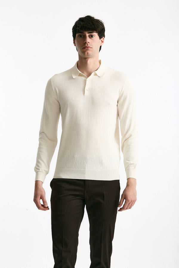 Polo in seta e cotone latte uomo Mauro ottaviani