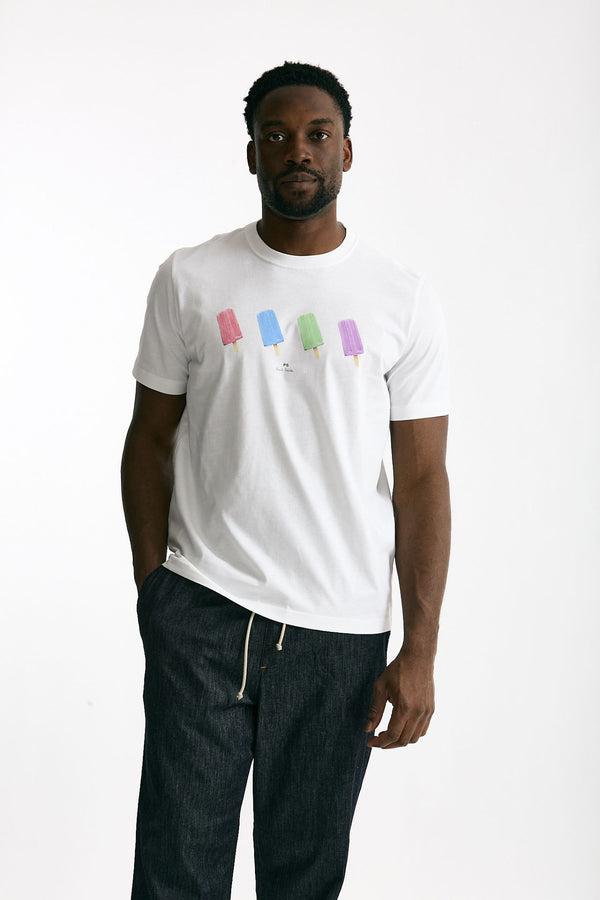 T-shirt in cotone bianco stampa ice uomo Paul smith