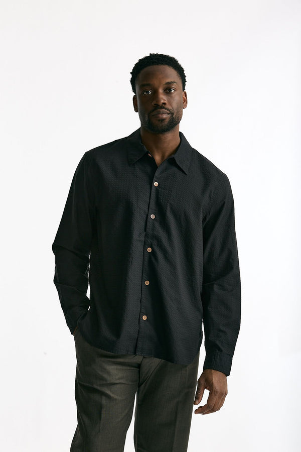 Camicia in cotone operato nero uomo Paul smith