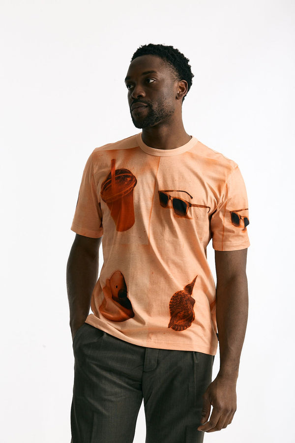 T-shirt in cotone lavato arancio uomo Paul smith