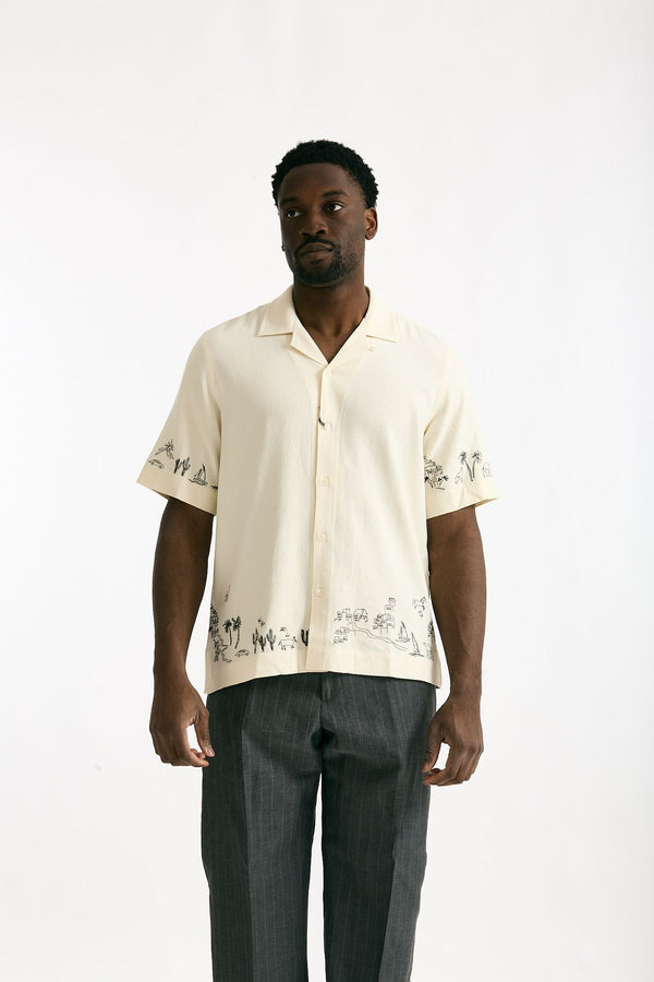 Camicia in viscosa e lino panna uomo Paul smith