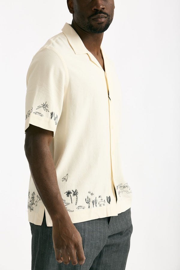 Camicia in viscosa e lino panna uomo Paul smith