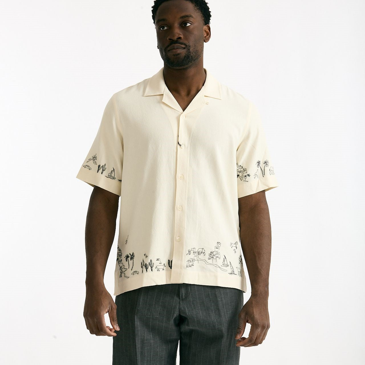 Camicia in viscosa e lino panna uomo Paul smith - 8