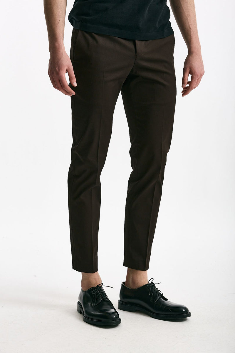 Pantalone EDGE- DIECI in cotone raso stretch marrone uomo Pt torino - 3
