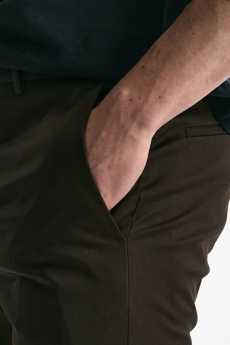 Pantalone EDGE- DIECI in cotone raso stretch marrone uomo Pt torino - 6