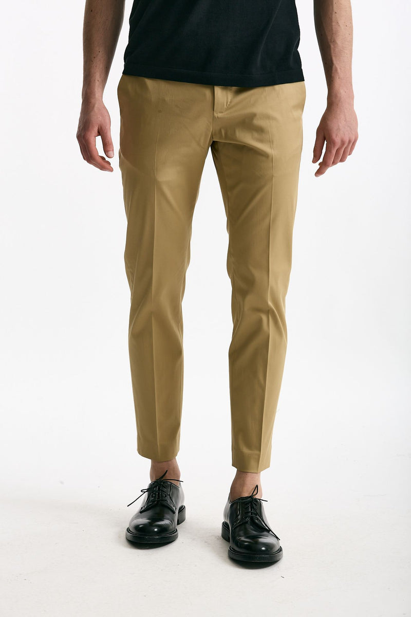 Pantalone EDGE-DIECI in cotone raso stretch cammello uomo Pt torino - 1