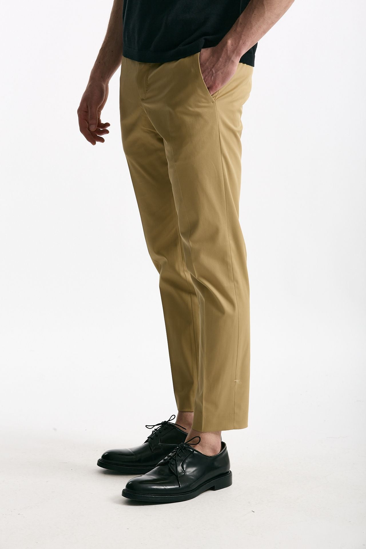 Pantalone EDGE-DIECI in cotone raso stretch cammello uomo Pt torino - 4