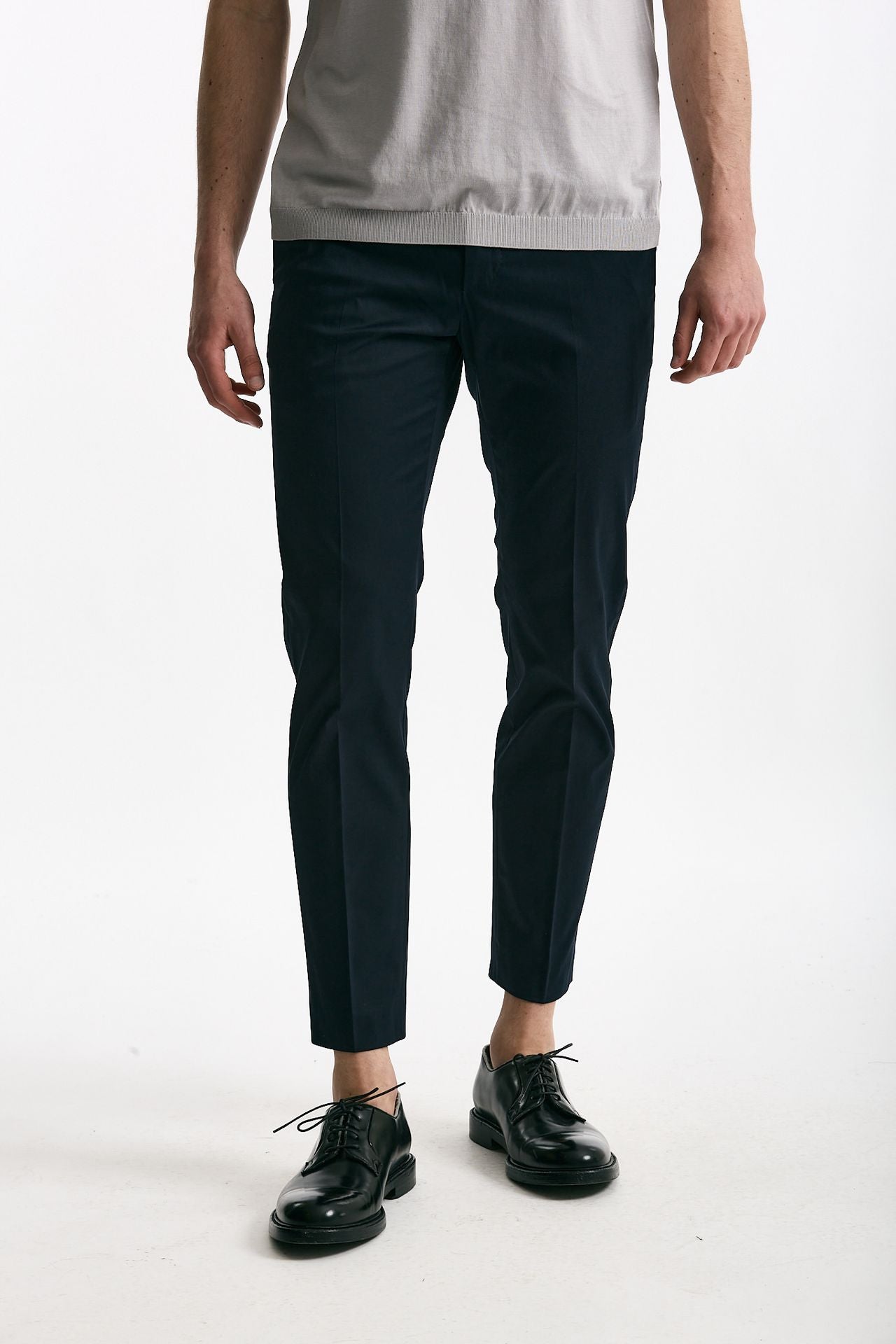 Pantalone EDGE-DIECI in cotone raso stretch blu uomo Pt torino - 1