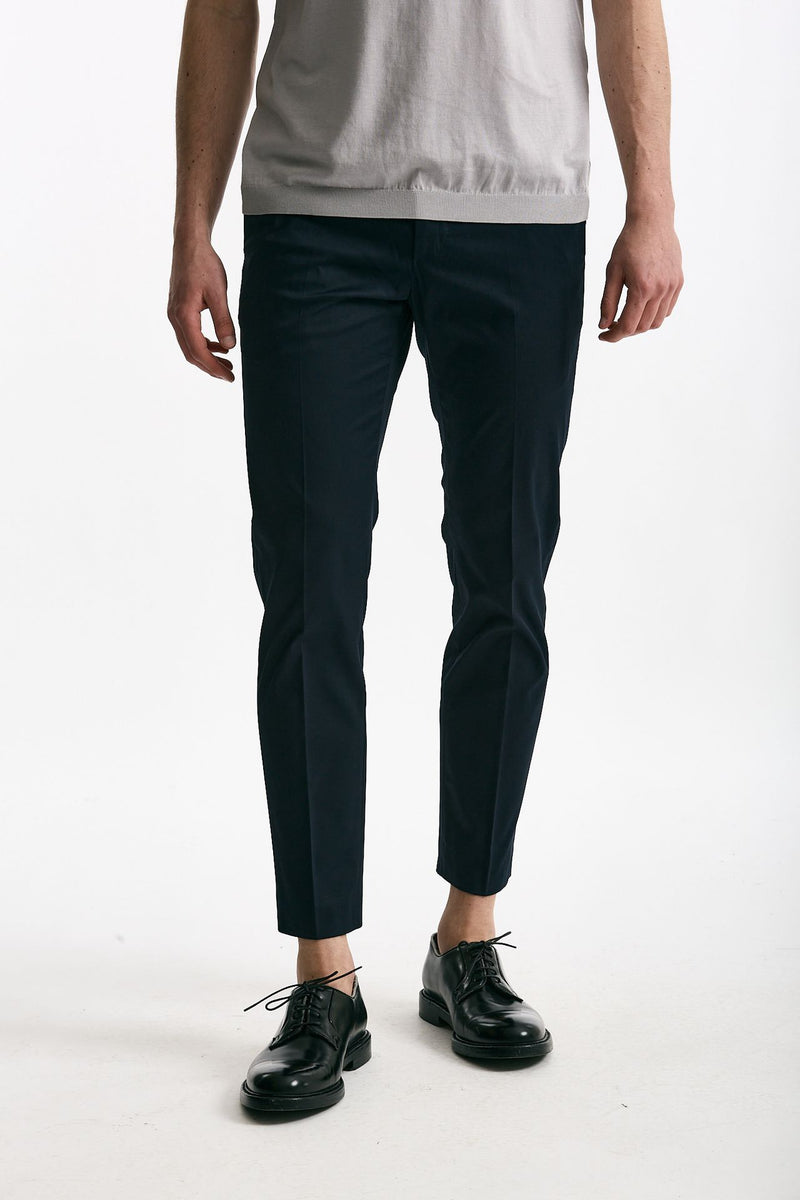 Pantalone EDGE-DIECI in cotone raso stretch blu uomo Pt torino - 1