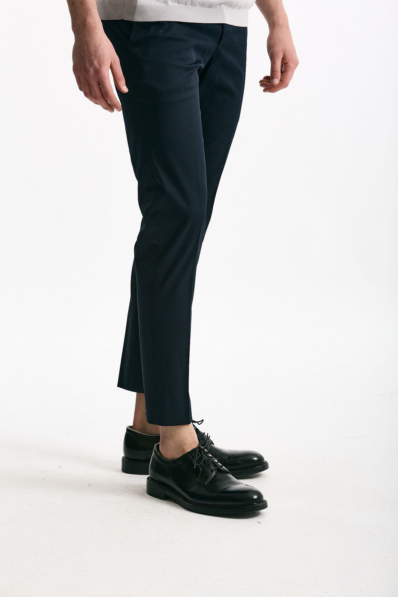 Pantalone EDGE-DIECI in cotone raso stretch blu uomo Pt torino - 3