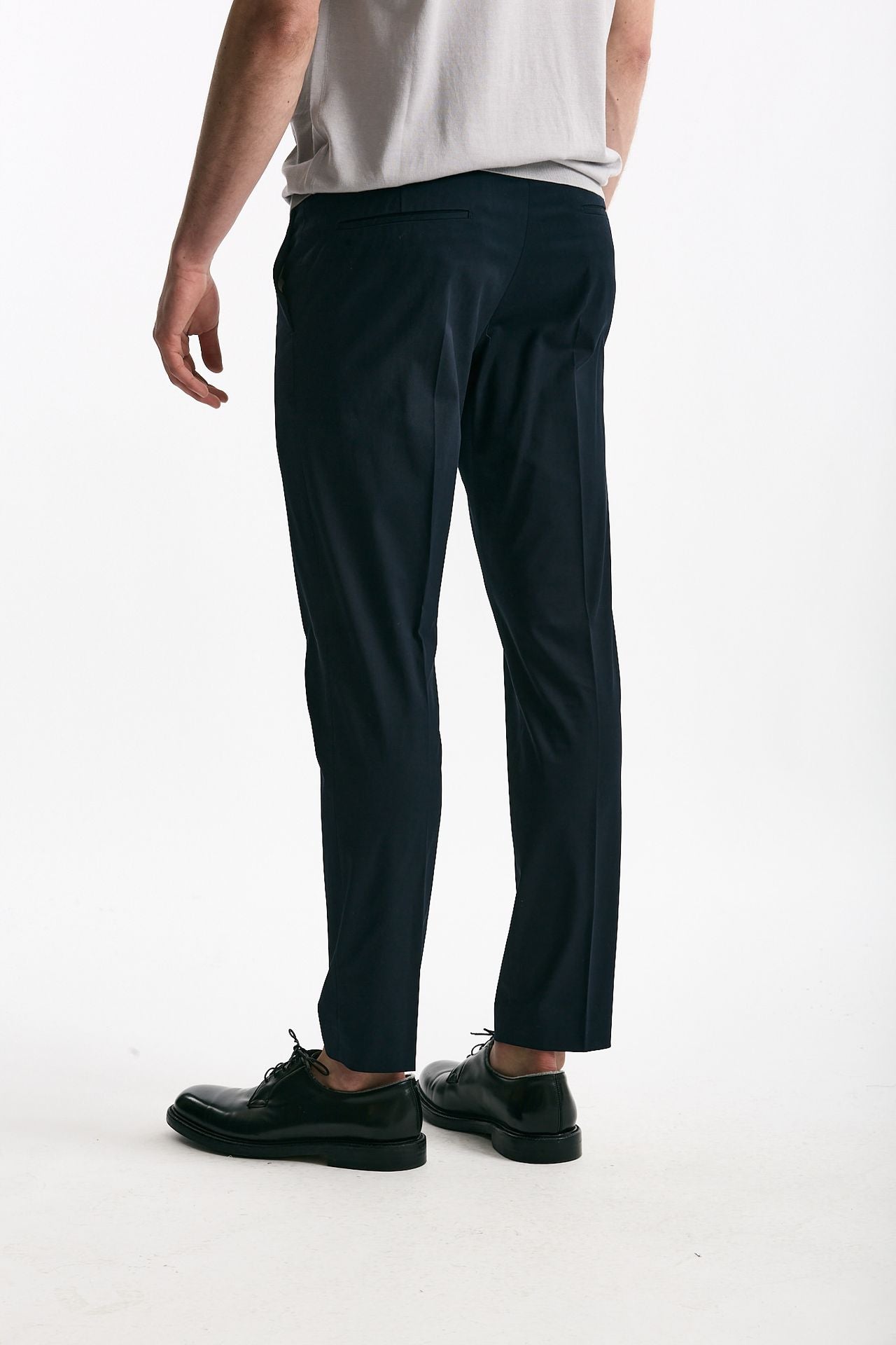Pantalone EDGE-DIECI in cotone raso stretch blu uomo Pt torino - 4