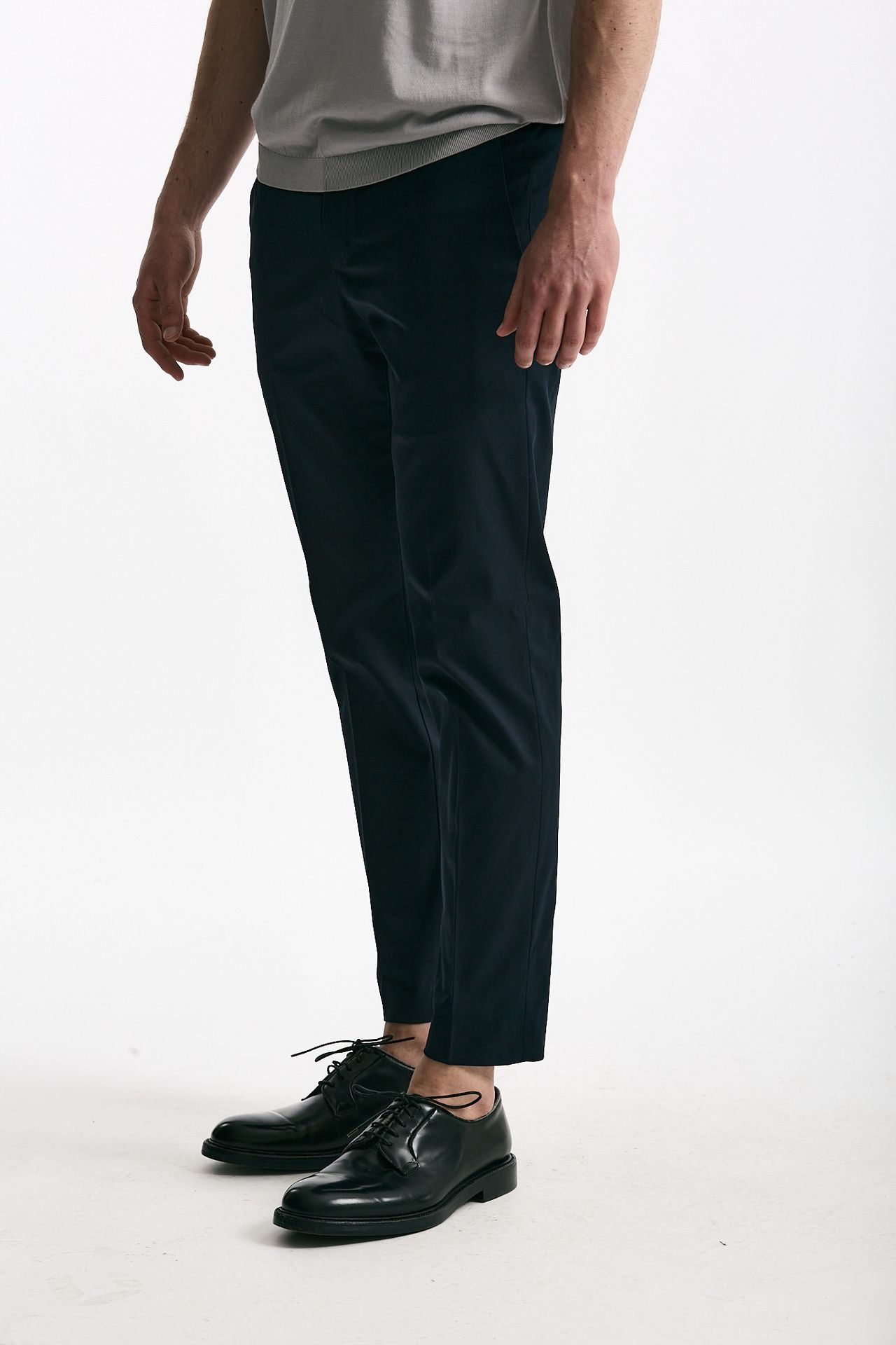Pantalone EDGE-DIECI in cotone raso stretch blu uomo Pt torino - 2