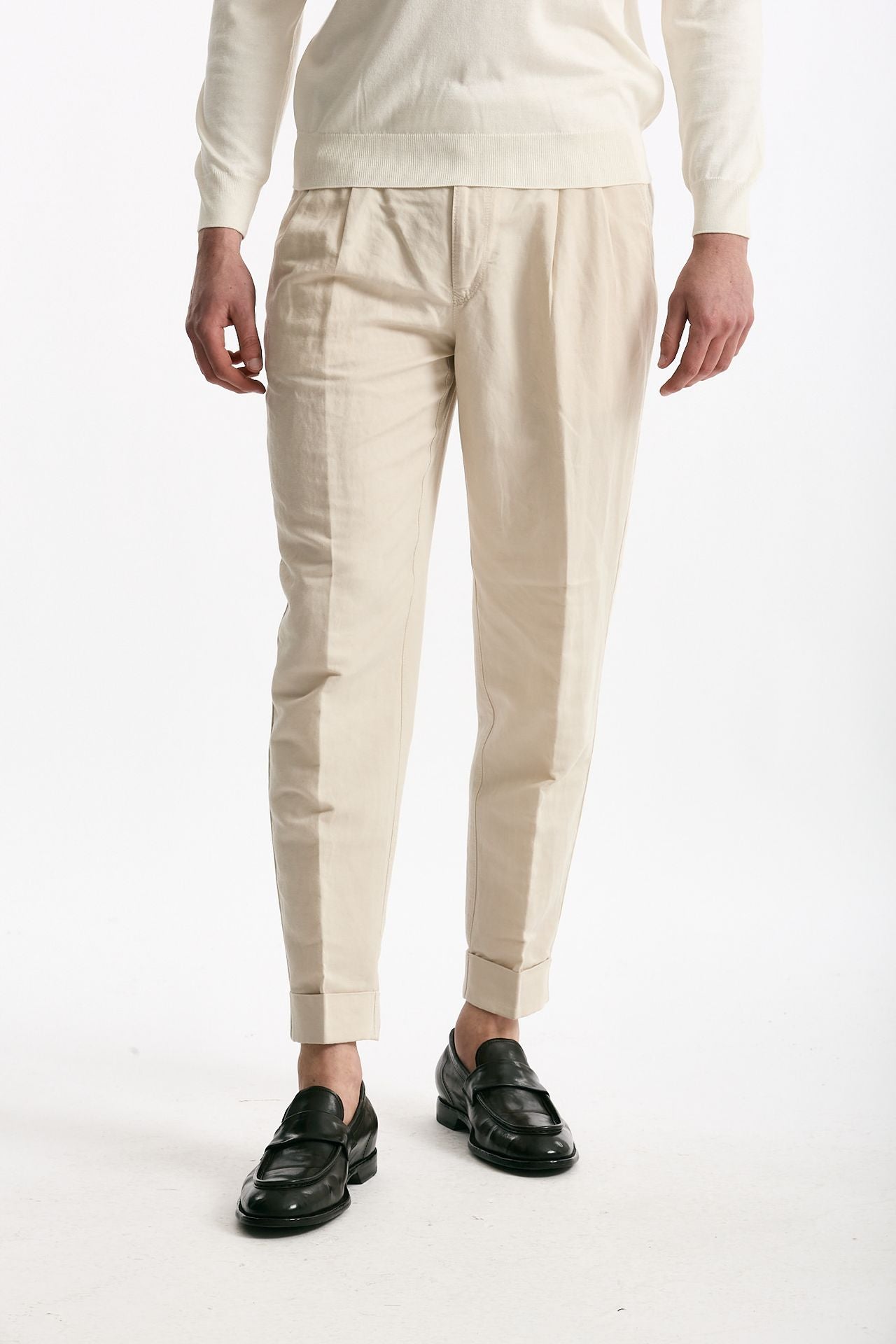 Pantalone REWORKED- CARROT in lino e cotone panna uomo Pt torino - 1