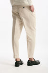 Pantalone REWORKED- CARROT in lino e cotone panna uomo Pt torino - 3