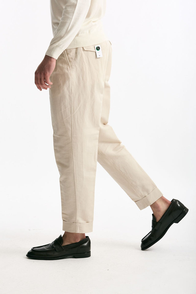 Pantalone REWORKED- CARROT in lino e cotone panna uomo Pt torino - 4