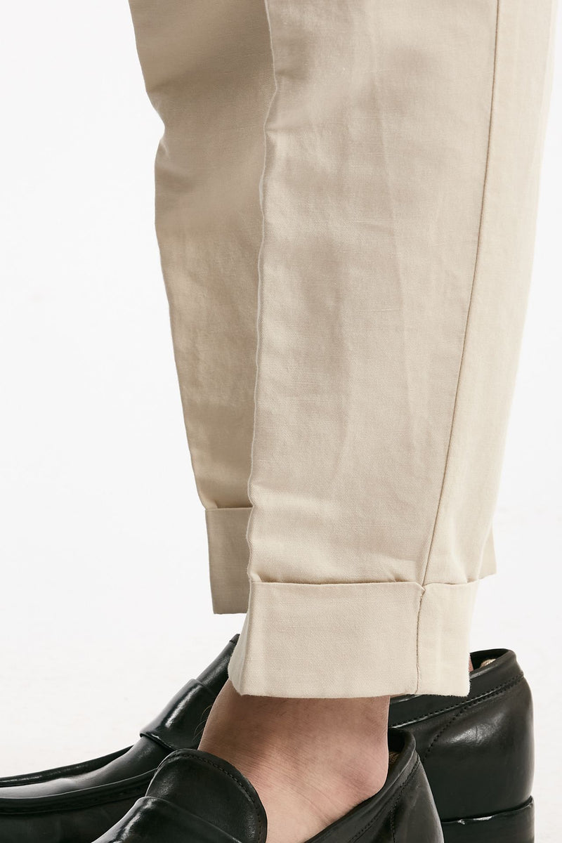 Pantalone REWORKED- CARROT in lino e cotone panna uomo Pt torino - 5